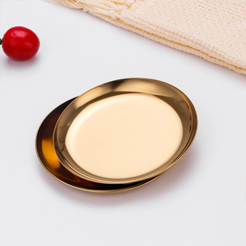 Golden Storage Tray Household Gold Plate Metal Fruit Snack Jewelry Display Stainless Steel Ornaments | Дом и сад