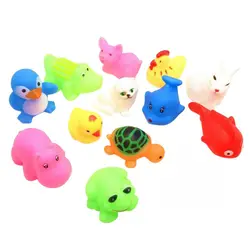 13CS сумка для ванной игрушки животные для плавания Водные игрушки мини красочные мягкие плавающие резиновые утки сжимают звук Забавный
