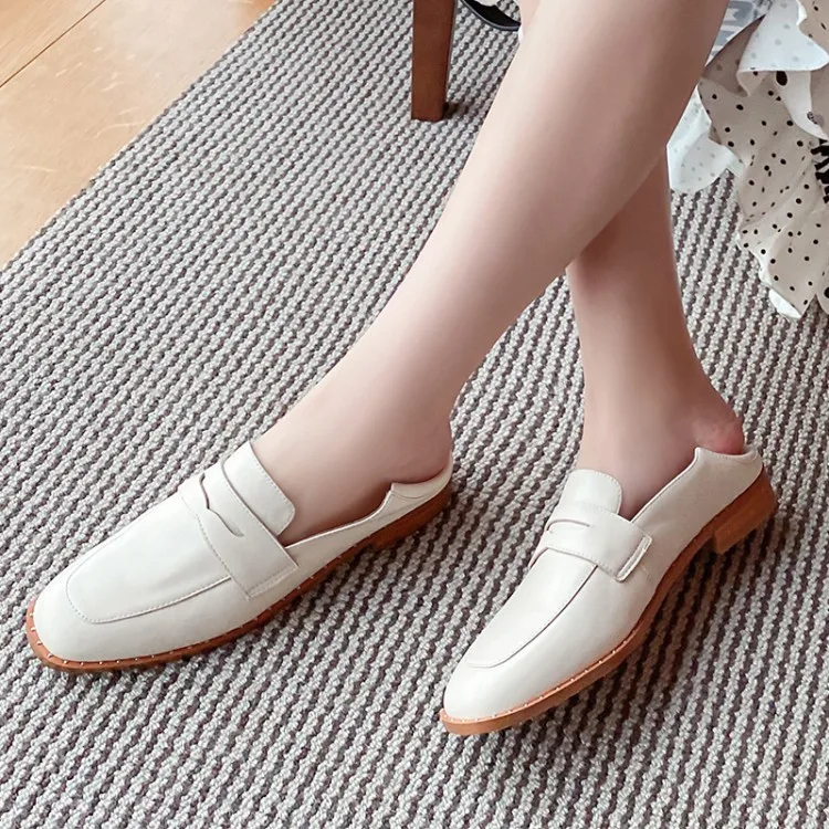 

2020 Spring And Autumn New Style WOMEN'S Shoes Small Leather Shoes round-Toe Foot Covering Lazy Slip-on Trendy Shoes Nightclub W