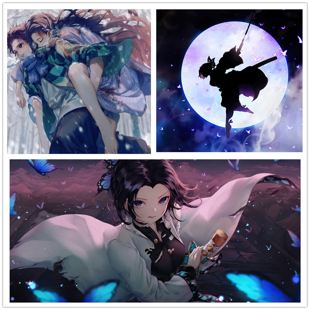 鬼滅の刃アニメポスターキメツのヤイバタンジロウネズコ こうちょうしのぶポスター ウォールステッカー ホームルームアート絵画 絵画 書道 Aliexpress