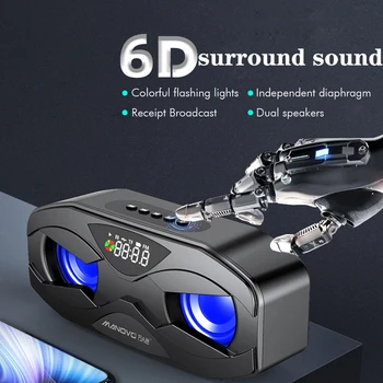 

LED Clock Portable Bluetooth Speakers Outdoor Wireless Stereo Bass Column Subwoofer Soundbar Support TF Card AUX USB Handsfree