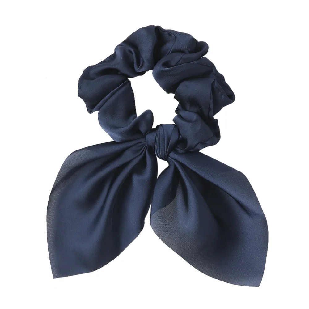 hair accessories for brides New Satin Hair Scrunchies Elastic Hair Bands Rabbit Ears Ponytail Hair Ties Solid Color Girls Headdress Hair Accessoires Gift Women's Hair Accessories