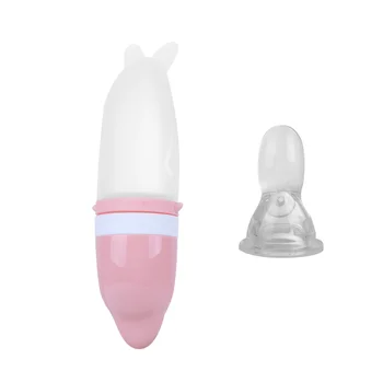 

1 Set Squeeze Feeder Safe Nice Novel Soft Rice Cereal Feeder Food Dispensing Spoon Rice Paste Spoon Silicone Bottle