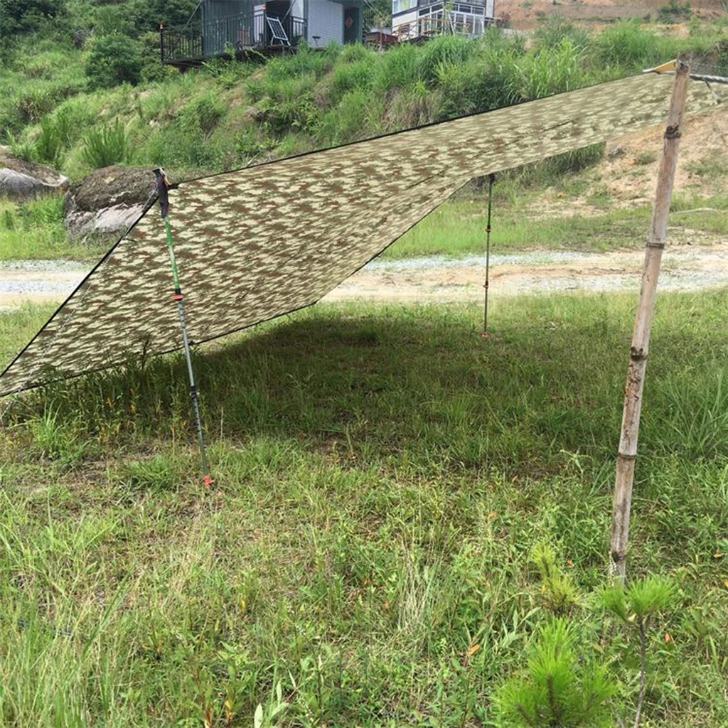 Lightweight Foldable Outdoor Camping Tarp 300 X 375cm Camouflage Waterproof Boat Tarpaulin Cover With Grommets