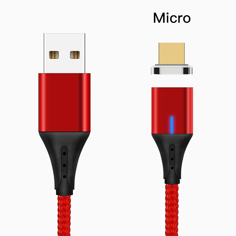 Магнитный Micro USB кабель amzish 5A для iPhone samsung, кабель usb type-C для быстрой зарядки, кабель type-c для зарядки телефона - Цвет: Red For Micro
