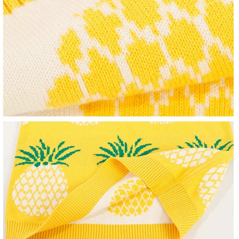 Family Matching Clothes Mother Son Daughter Outfits Mother Baby Boy Girl Kids Cute Pineapple Pattern Long Sleeve Sweaters Tops