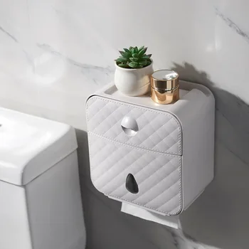 

Wall Mount Waterproof Toilet Paper Holder Shelf Bathroom Bedroom Tissue Dispenser Roll Paper Tube Storage Box Creative Tray