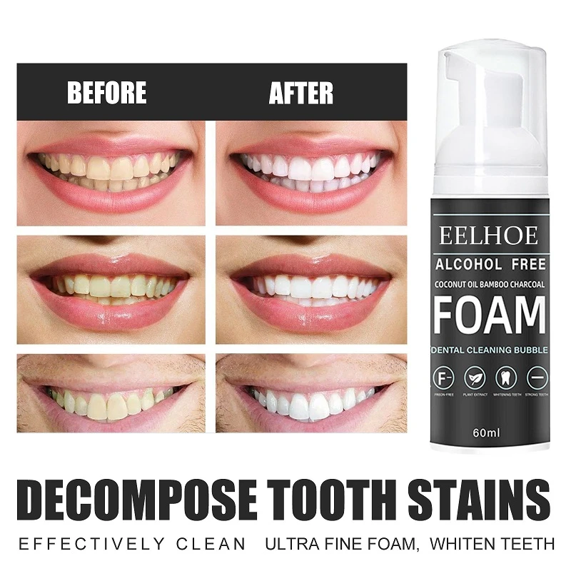 EELHOE Toothpaste Coconut Oil Teeth Whitening Foam Safe Nonirritating