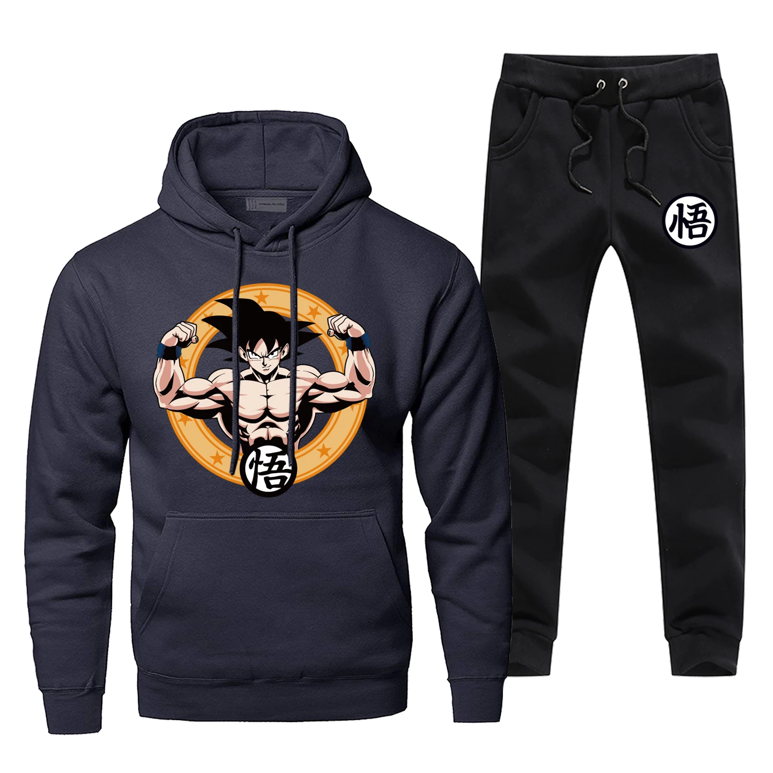 Японский аниме принт Dragon Ball Z полный мужской спортивный костюм Harajuku модная спортивная одежда повседневный комплект из 2 предметов спортивный костюм уличная одежда