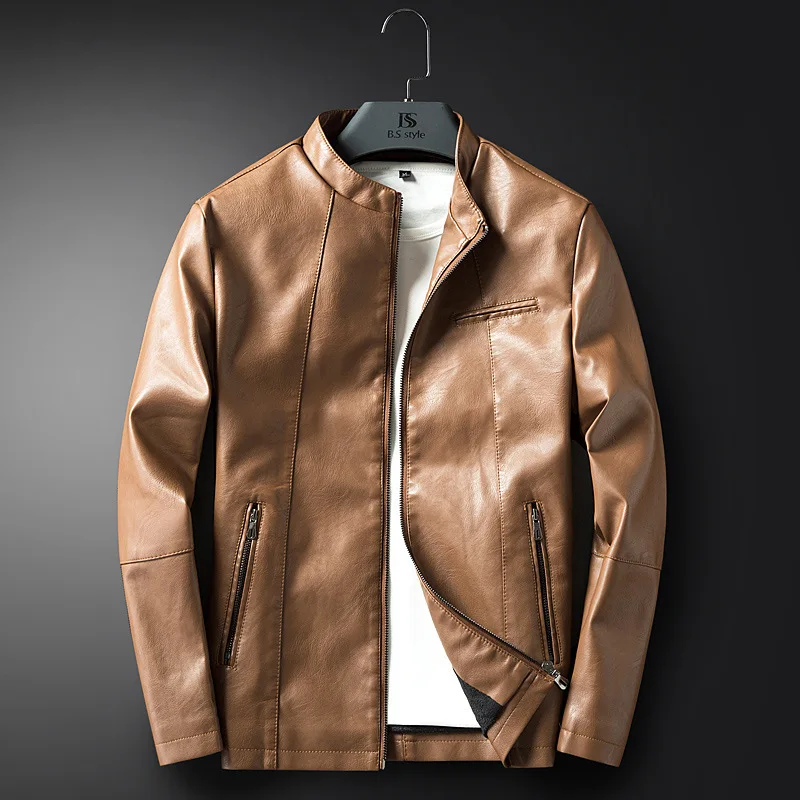 MEN'S Leather Coat EBay AliExpress Hot Selling Fashion Locomotive Leather Jacket