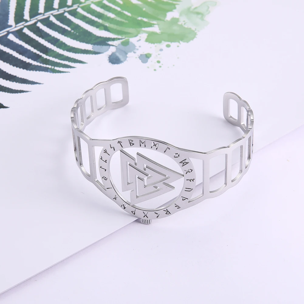 My shape Ireland Hrunger Valknut нордический женский браслет 316L Нержавеющая Сталь Браслет-манжета руны римские цифры женский подарок