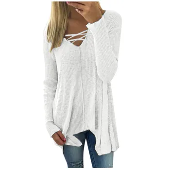 

Women Irregular V-neck Casual Long Sleeve Bandage Irregular Hemshirts Tops Blouse Womens Tops And Blouses #YL10