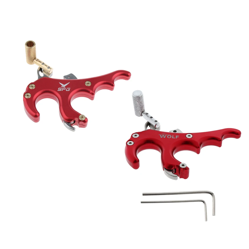 2pcs Compound Bow Archery Release Aid Trigger 4 Finger Grip Archery accessories for Target Hunting Practice Training Beginners