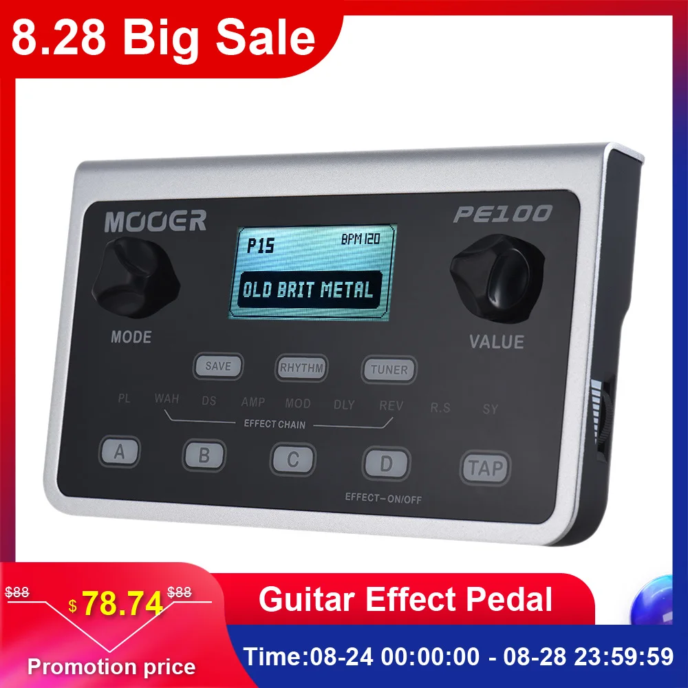 MOOER PE100 портативный мульти эффекты процессор гитары педаль эффектов 39 40