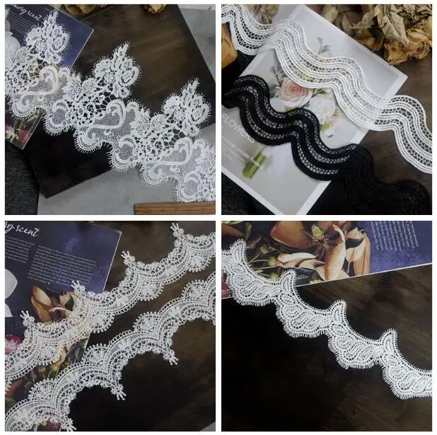 1 метр Белый Черный водорастворимый кружевной отделкой Вышивка Сделай Сам одежда