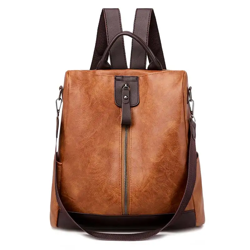 Модный женский рюкзак с защитой от краж, многофункциональный винтажный рюкзак для женщин, Большой Вместительный рюкзак для ноутбука, дорожная сумка, школьная сумка - Цвет: Шоколад