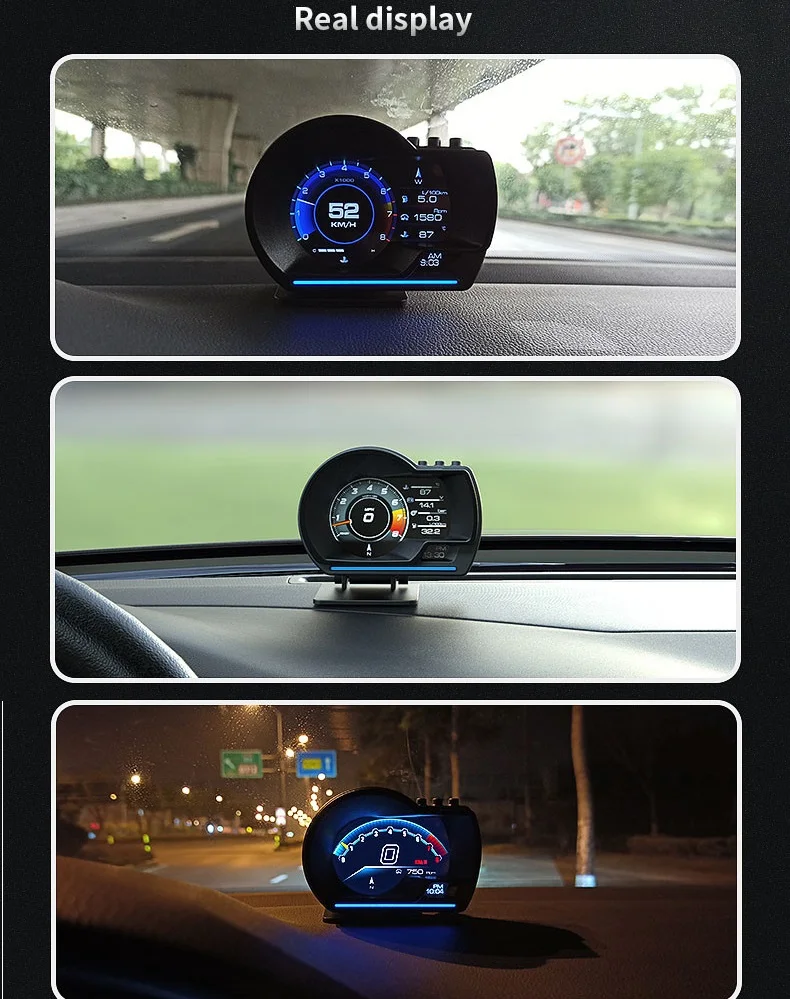 Affichage tête haute Obd2 + gps Smart Gauge Car Hud Speedometer