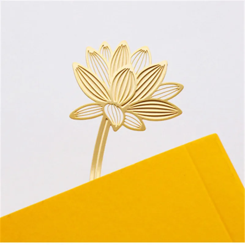 1pc Creative New Korean Style Quietly Elegant Fresh Flowers Plants Bookmark 18K Rope Gold Plated Hollow Metal Bookmark