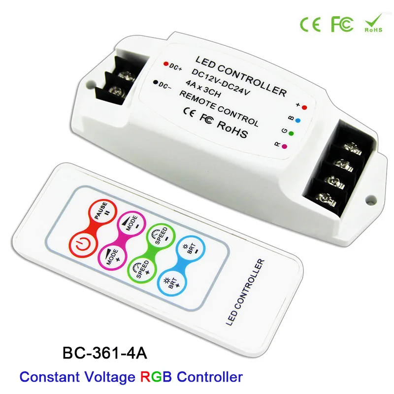 

RGB 3CH led Constant VoltageStrip Controller DC12V-24V Output RF remote Wireless For 5050 3528 RGB led strip light tape