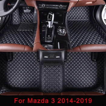 

Hand Craft Car Floor Mats 5D PU Leather Embroidery Plaid Custom Floor Mats For Mazda 3 2014-2019