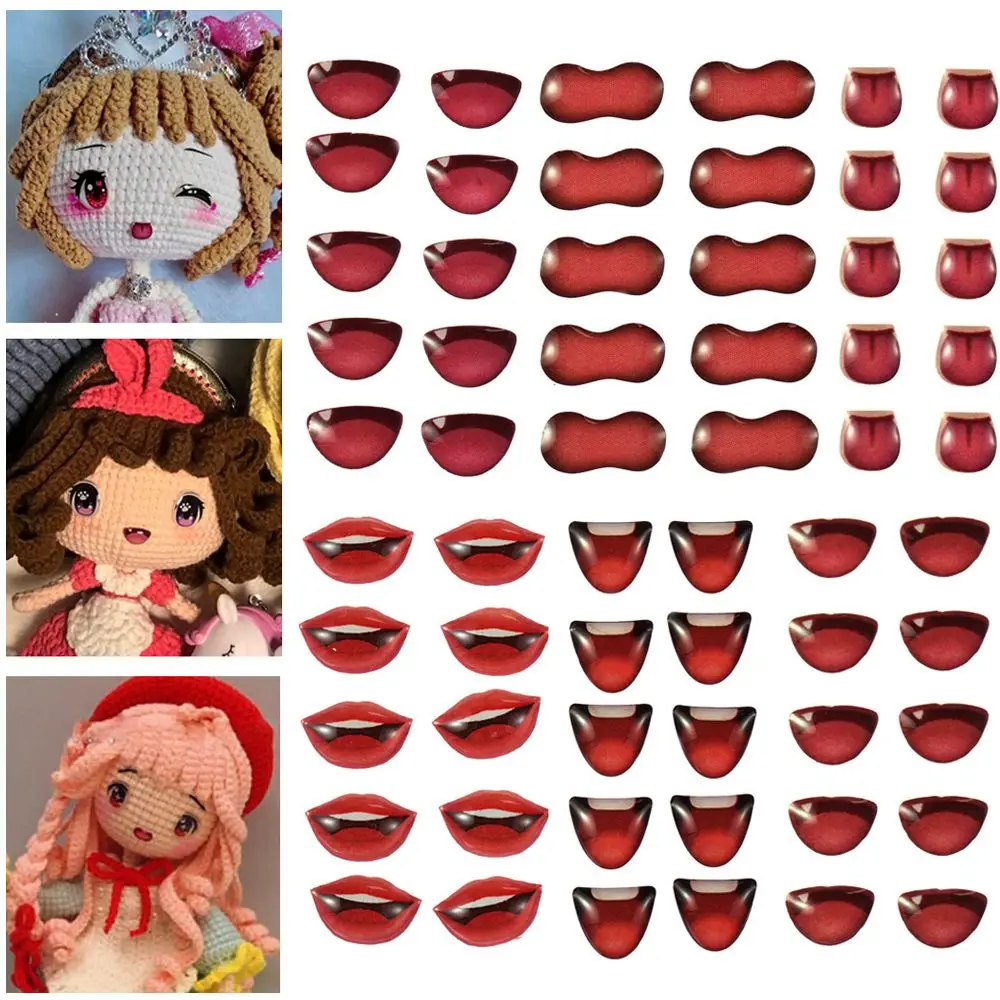 Cartoon Mouth Stickers 10Pcs/Sheet Crystal Sticker Anime Figurine Doll Face Organ Paster Clay Decals DIY Doll Accessories doll accessories plush doll accessories