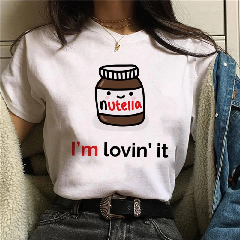 Nutella забавная футболка женская модная белая футболка с мультяшным принтом Harajuku футболка с короткими рукавами женская летняя футболка