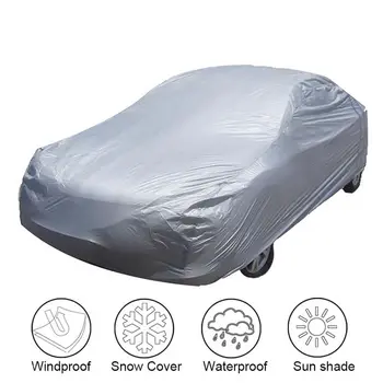 

New Single-layer car cover Full Car Covers Snow Ice Dust Sun UV Shade Cover Foldable Light Silver Car Outdoor Protector Cover