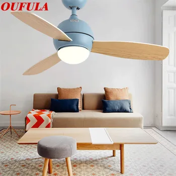 

OUFULA Modern Ceiling Fan Lights With Wooden Fan Blade Remote Control Decorative For Home Living Room Bedroom Restaurant