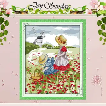 

Poppy Field Patterns Counted Cross Stitch 11CT 14CT Cross Stitch Set Wholesale Scenery Cross-stitch Kits Embroidery Needlework