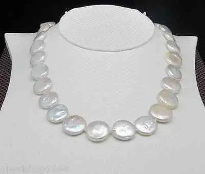 

new Style Hot sale****Natural 11-12MM White SOUTH SEA Coin Pearl Necklace 17" Fashion Wedding Party Jewellery