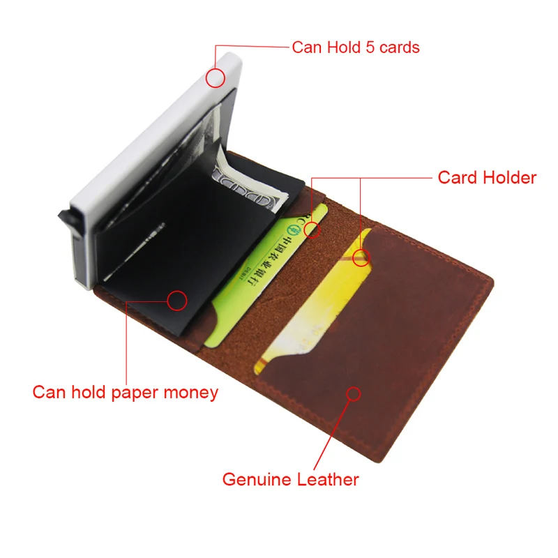 Держатель для карт из натуральной кожи с Rfid защитой и лазерной