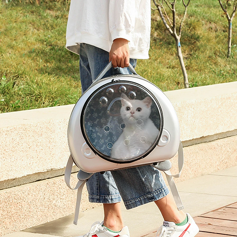 Portable Cat Carrier Bag Breathable Pet Small Dog Cat Backpack Outdoor Travel Space Capsule Cage Transparent Space Pet Backpack