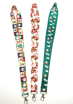 

Mew 10 pcs cartoon Santa Claus Christmas tree Lanyard for Keys Mobile Phone Neck Straps Cartoon Keychains