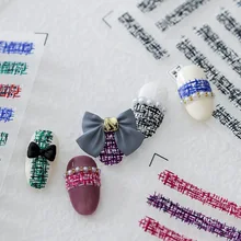 

5D Design Bowk-Not Nail Art Sticker Slider On Nails Charms Spring Color Mixing Line Decor Decals