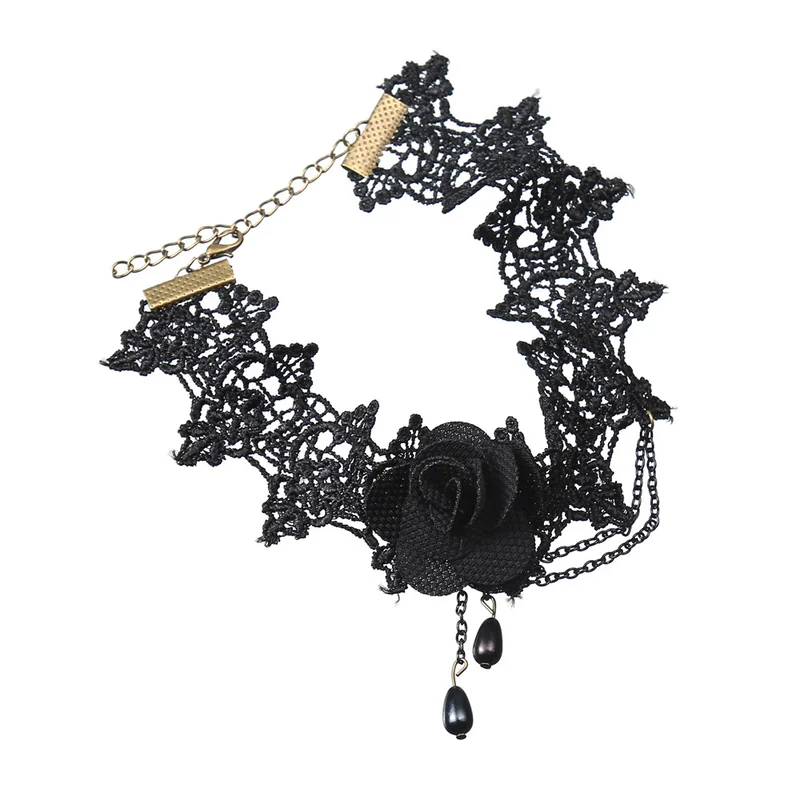 Новые Collares сексуальные Чокеры в готическом стиле Черная роза цепь кружевное