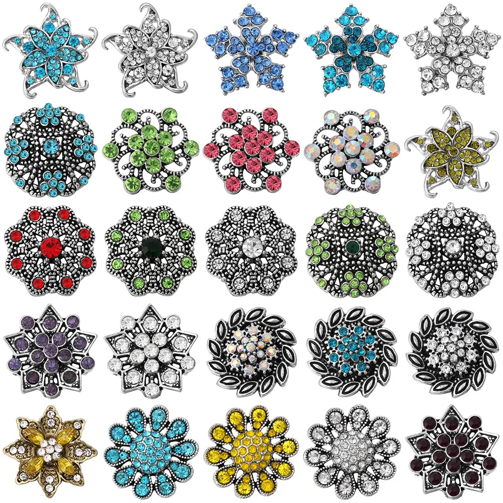 6pcs/lot DIY Crystal Metal Snap Buttons Jewelry MIX Three Color Fit 18mm Button Bracelet | Украшения и аксессуары