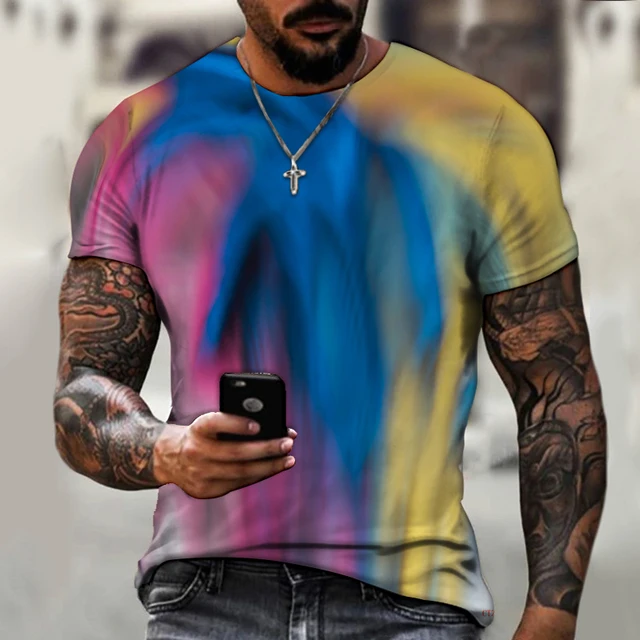 2022 Summer New Fashion Trend Street Men's Clothing, 3d Printing Abstract Art, Street Hip-hop Style Loose Casual Short Sleeves CTZ2342