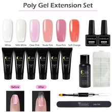 COSCELIA маникюрные инструменты для ногтей Набор для наращивания ногтей комплект 15/30 мл поли гель для ногтей советы основа верхнее покрытие инструмент гель для наращивания ногтей