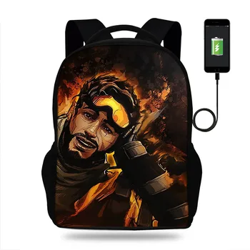 

17inch Apexing Legends Printing Backpack USB Port Backpacks For Teenager Boys&Girls School Bags Laptop Daily Backpacks