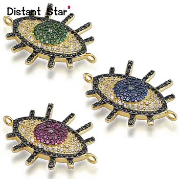 

gold eyes eyelash micro pave cz copper colorful bracelet pendant jewelry connector accessories diy jewelry bracelet making