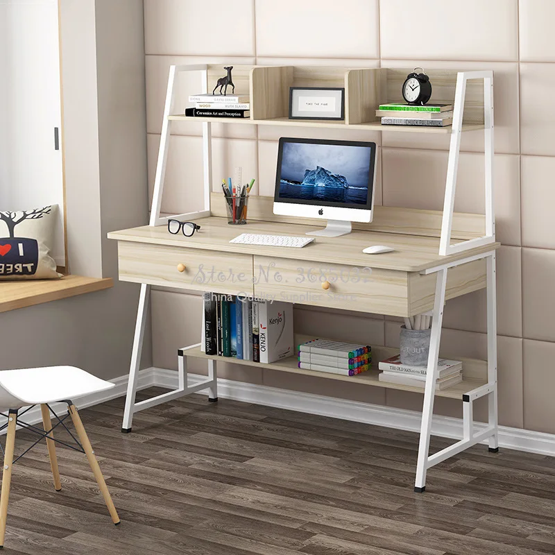 Simple Modern Woden Computer Desk Combination Steel Frame Tables