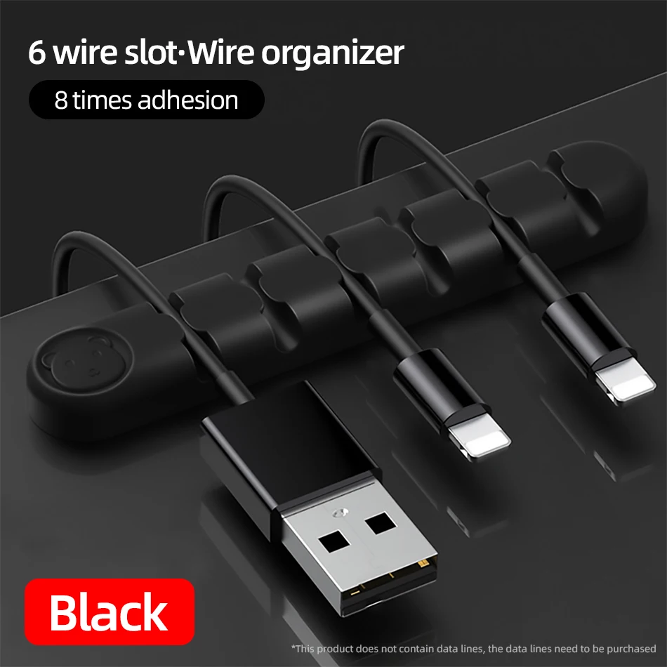 !ACCEZZ 6-Holes Cartoon Cable Organizer Holder Wire Winder Cord Silicone Clip Cables Protector Line Desktop Management Organiser (8)