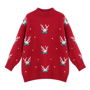 

2019 Christmas Loose Sweatshirt For Women ----Thin Long-sleeve Turtleneck Antlers Print Pullovers Sweatshirt