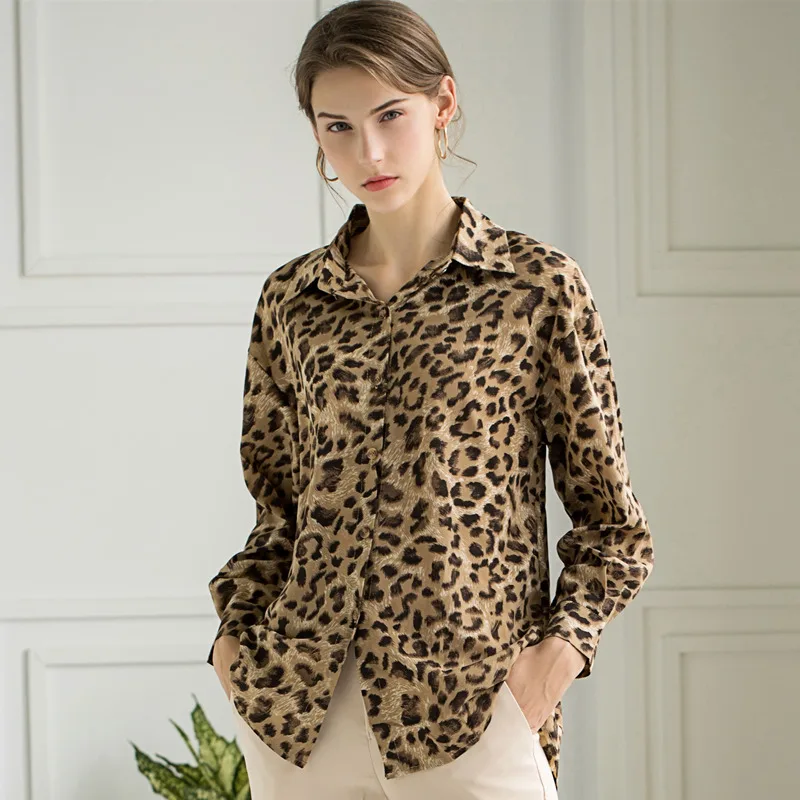 Leopard Colorfaith новые женские блузки рубашки весна лето Леопард Модные Элегантные повседневные офисные женские шифоновые топы рубашка BL1018 - Цвет: Leopard