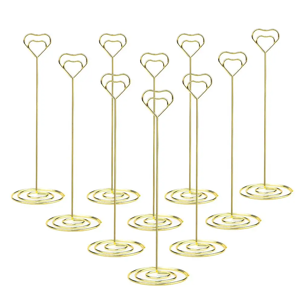 

10pcs Table Place Card Holder Table Number Holders Stands Heart Shape Photo Picture Memo Clips for Wedding Party Decorations