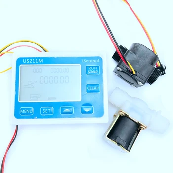 

G1/2 inch Water Flow Controller System Set LCD Display + Solenoid Valve Gauge + Flow Sensor Meter Counter Indicator Reader