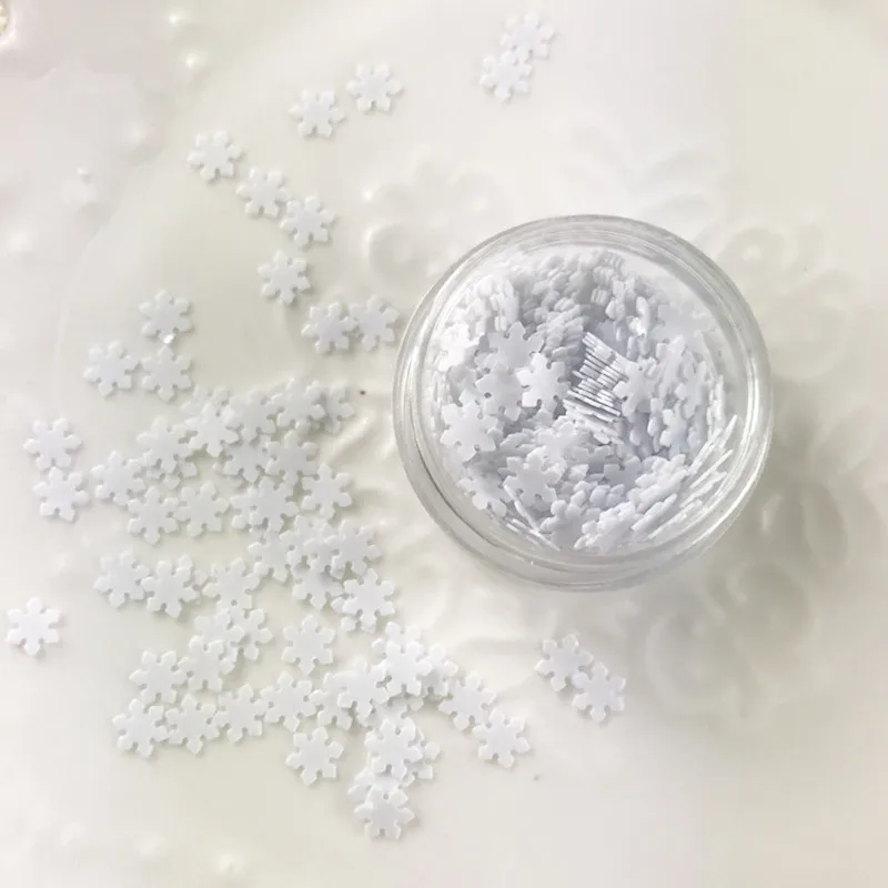 Pure White 1 бутылка Рождество ногтей DIY снежинки декор с блестками Зимний снег ногтей радужные хлопья Маникюр Искусство дизайнерский Декор инструмент - Цвет: Pure White