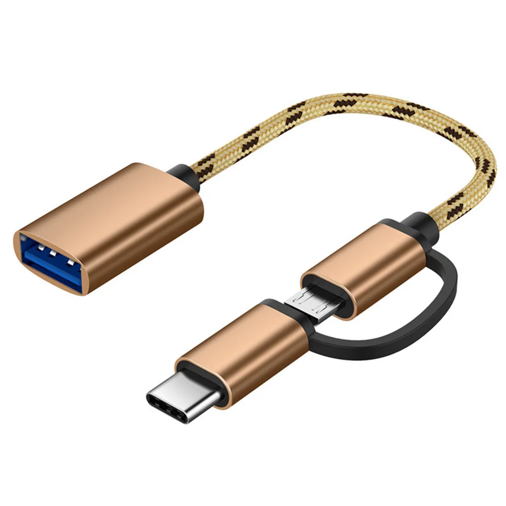 

2 in 1 Type-C Male Micro USB To USB 3.0 Interface Female OTG Adapter Cable For Samsung Fast Transfer Fast Charging Cord