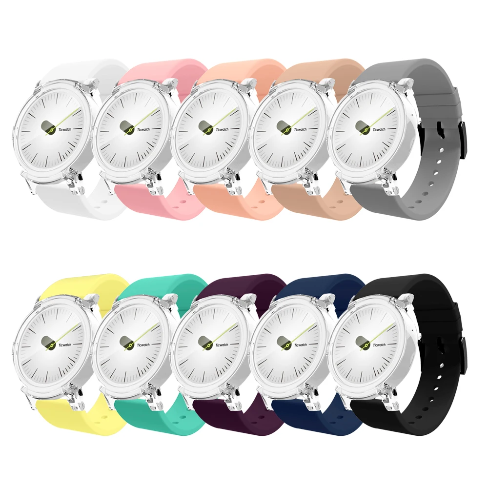 

Silicone Watch Strap Band For Ticwatch E 2 Smart Watch Bracelet 20mm Wrist band sport straps for samsung galaxy watch active