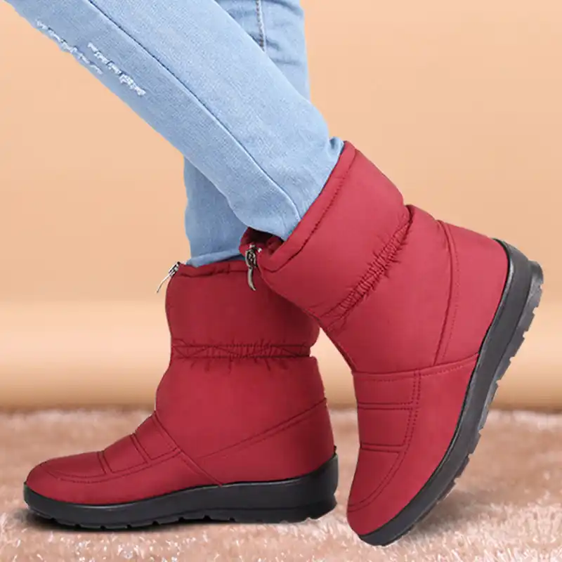 レディースブーツ 新雪のブーツ女性の靴保温綿女性のためのカジュアル冬のブーツの女性靴 アンクルブーツ Aliexpress
